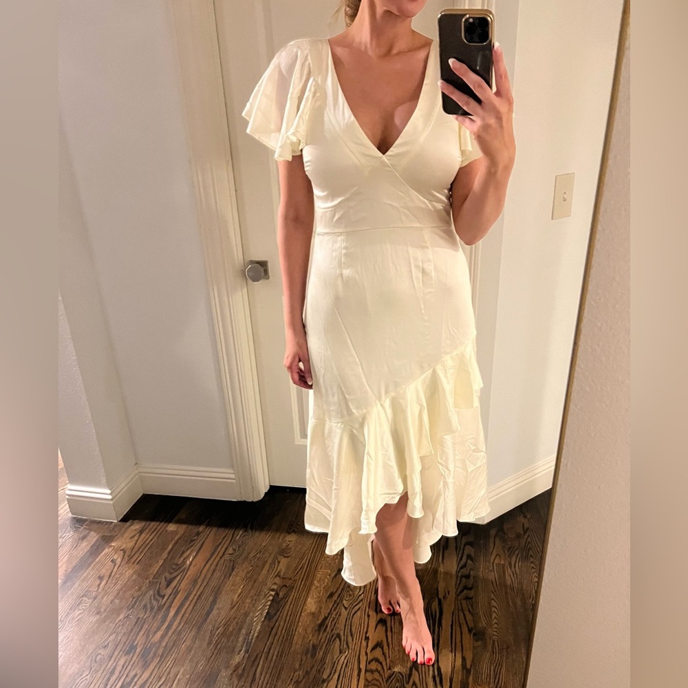 Flowy Ivory high low dress with ruffles